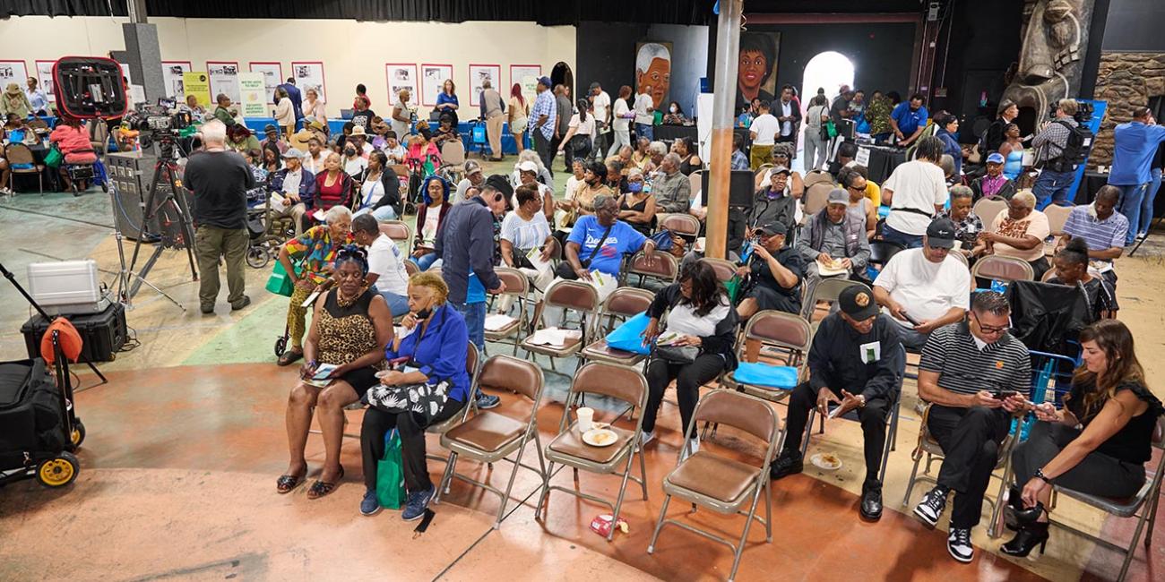 Crowd at LADWP Heat Relief for Seniors event in Watts